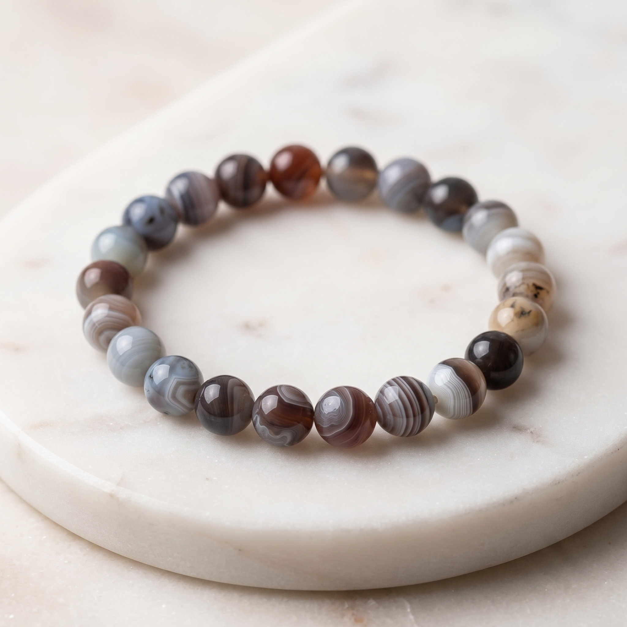 Persian Gulf Agate 8mm Gemstone Bracelet
