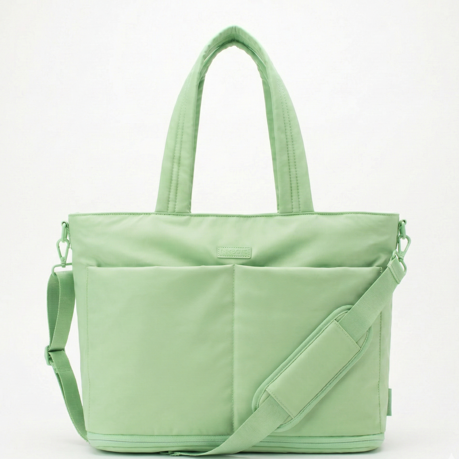 Tate Tote in green color and shoulder strap