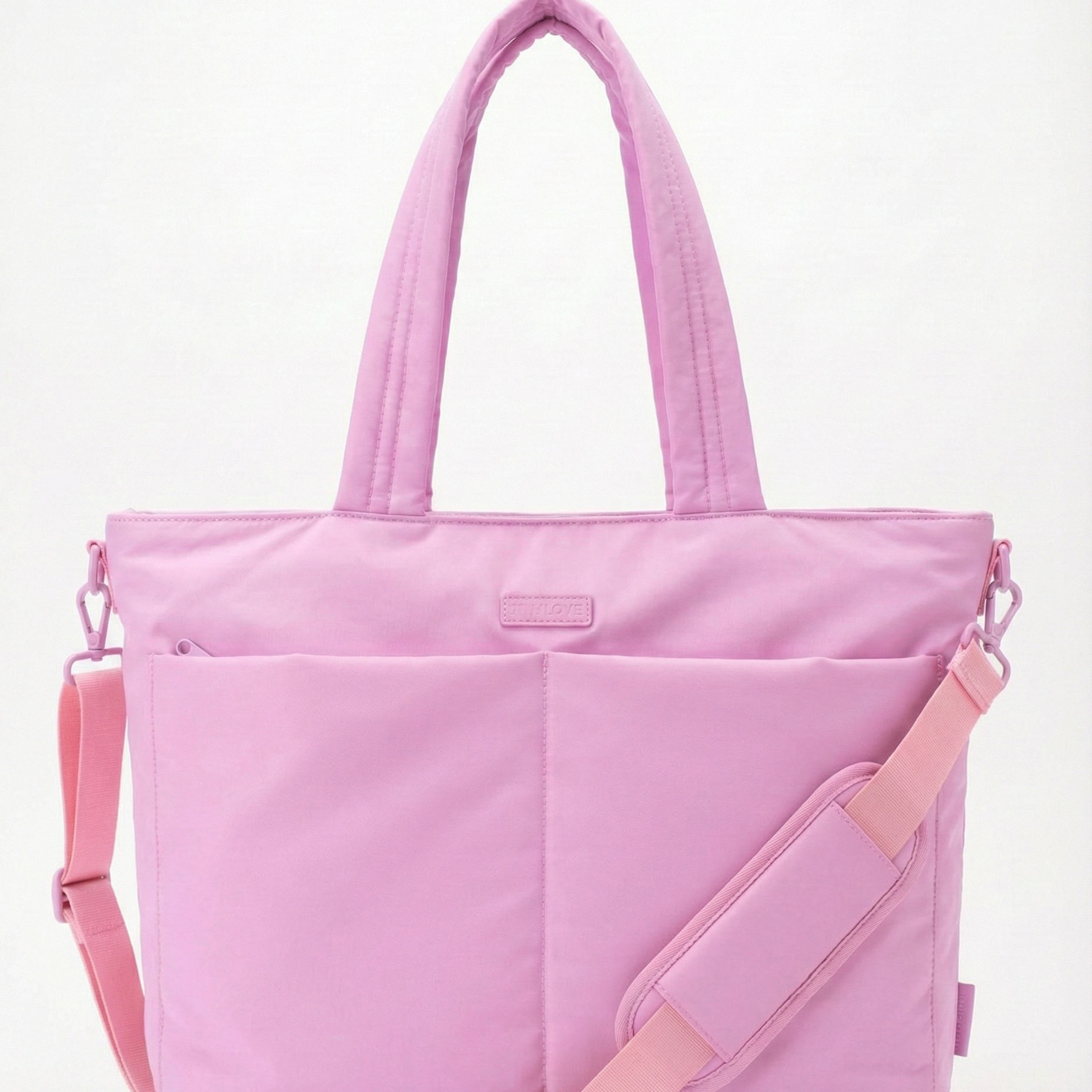 Pink tote bag with shoulder strap