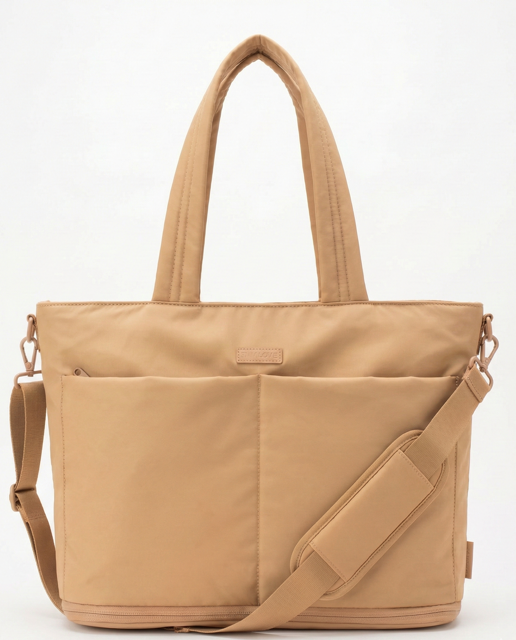 Beige tote bag with shoulder strap