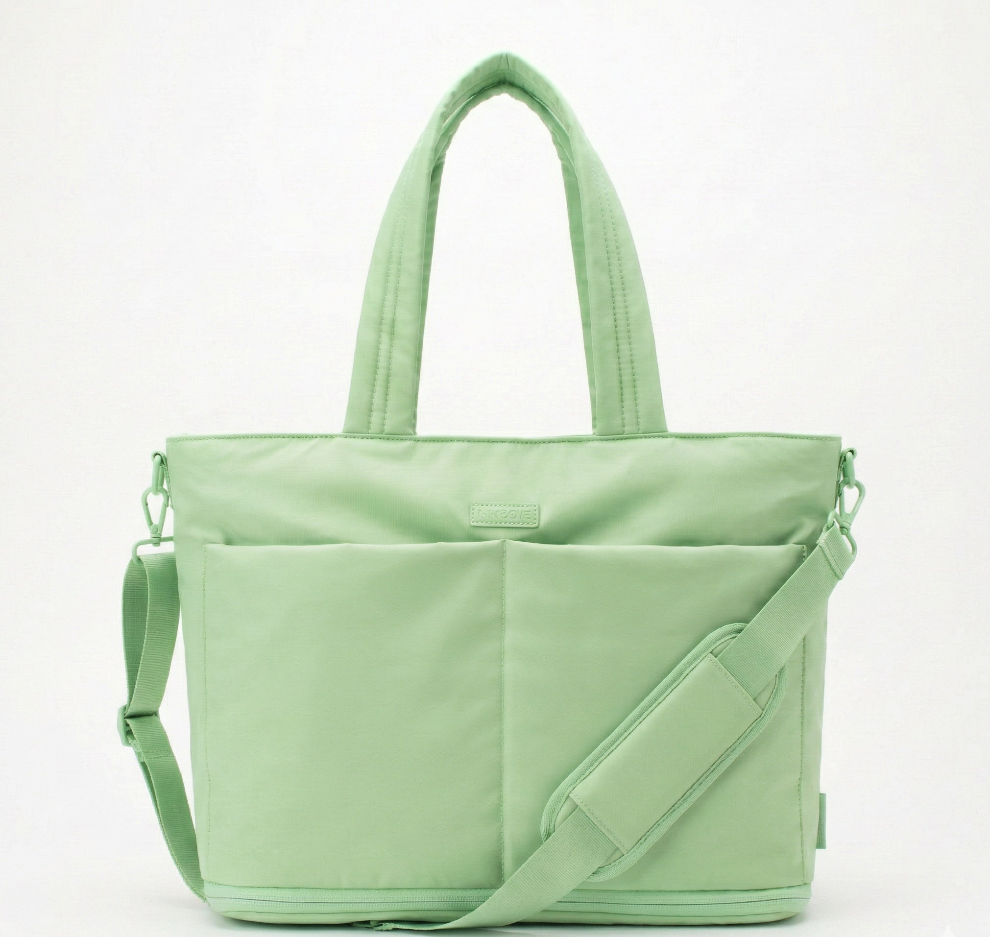 Tate Tote in green color and shoulder strap