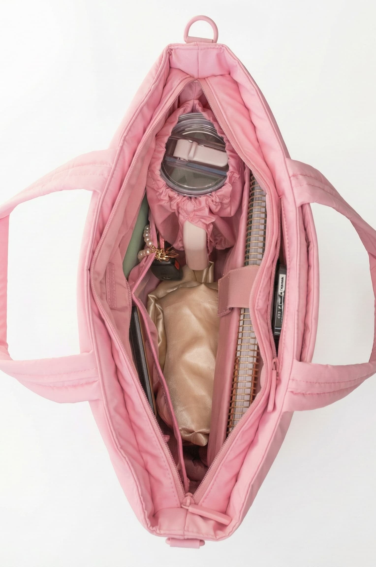 tote that holds a stanley water bottle