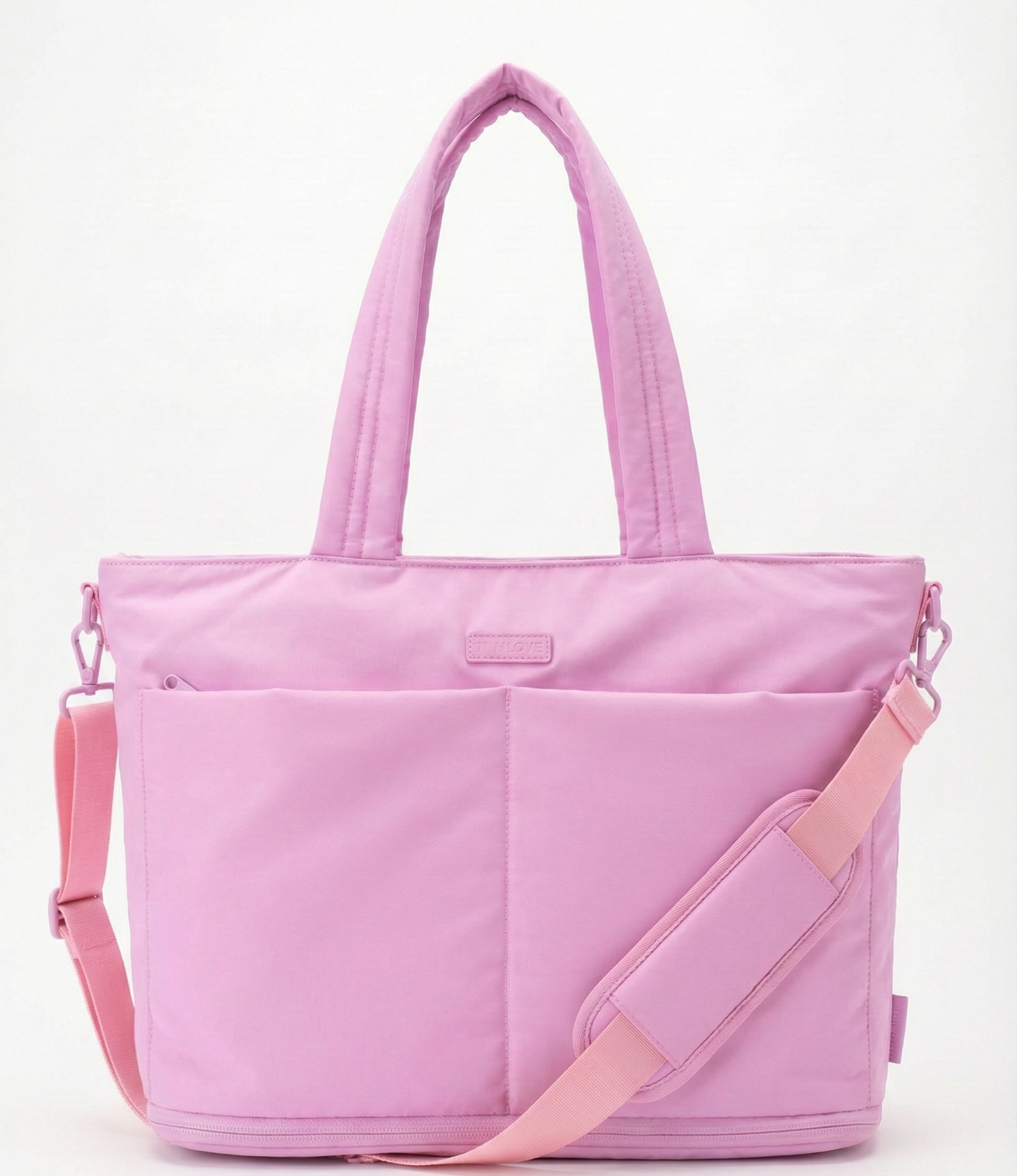 Pink tote bag with shoulder strap